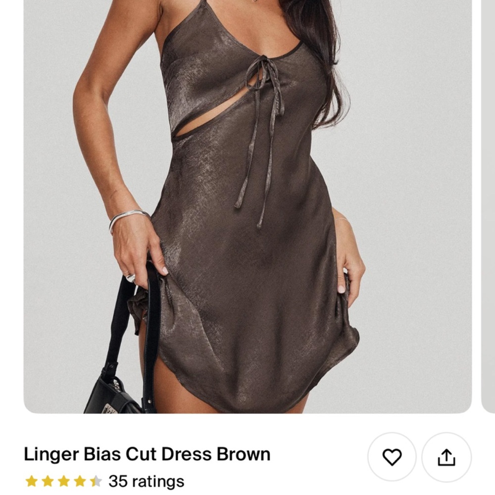 Princess Polly Linger Bias Cut Brown Mini Dress Size 8 NEVER WORN